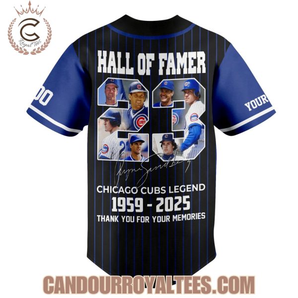 Ryne Sandberg Hall Of Famer Chicago Cubs Legends 1959-2025 Thank You For The Memories Baseball Jersey