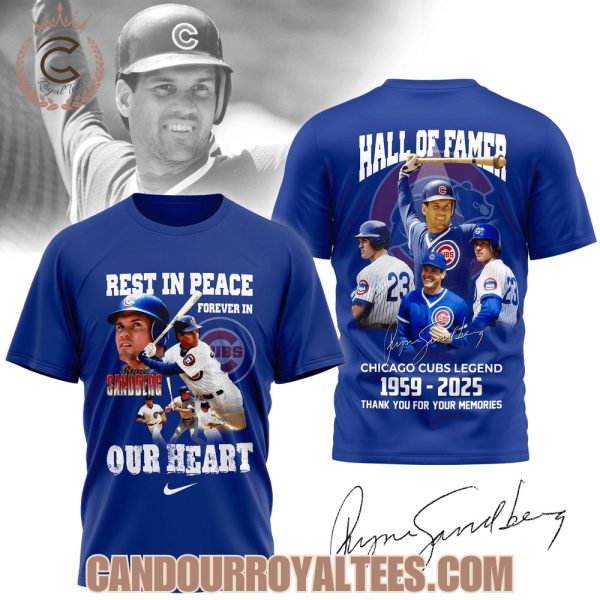 Ryne Sandberg Hall Of Famer Chicago Cubs Legends 1959-2025 Thank You For The Memories T-Shirt