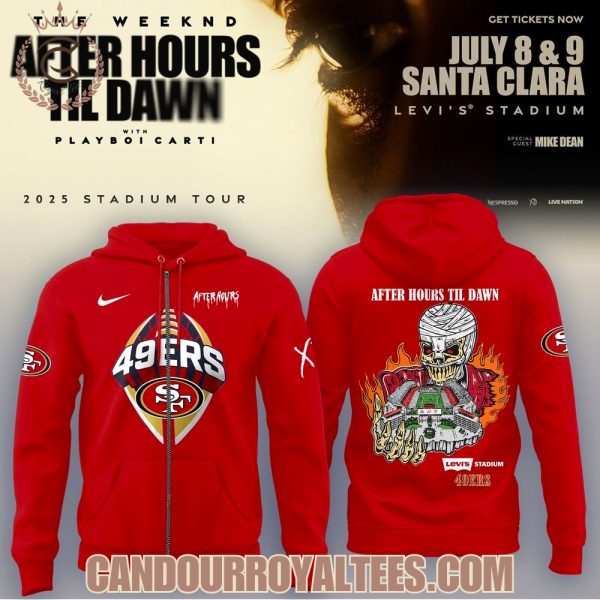 San Francisco 49ers x The Weeknd After Hours Til Dawn 2025 Tour Red Tshirt, Hoodie