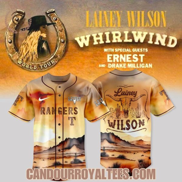 Texas Rangers x Lainey Wilson Whirlwind World Tour 2025 Baseball Jersey