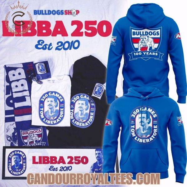 Western Bulldogs Tom Liberatore 250 Games Blue Hoodie