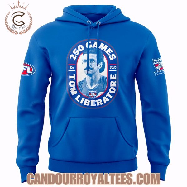 Western Bulldogs Tom Liberatore 250 Games Blue Hoodie