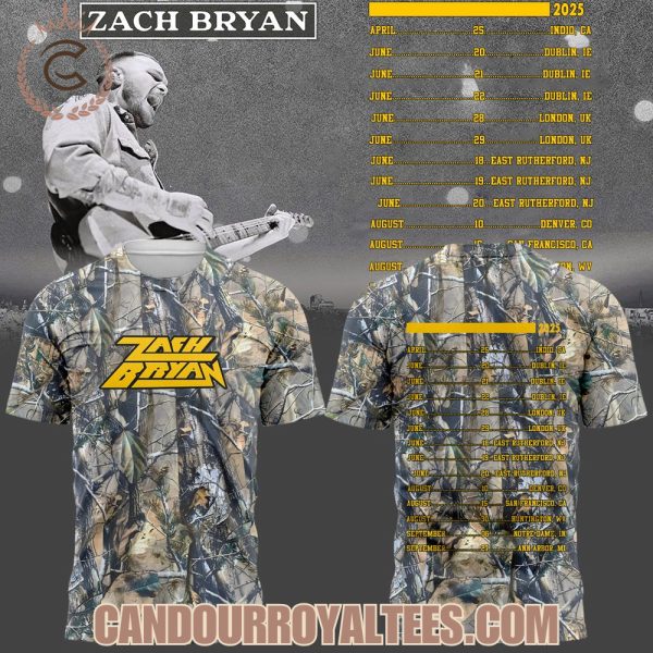 Zach Bryan Tour Schedule Show 2025 Camo Tshirt, Hoodie