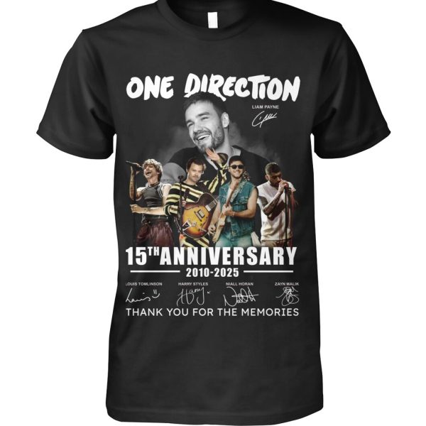 One Direction 15th Anniversary 2010 – 2025 Thank You For The Memories T-Shirt