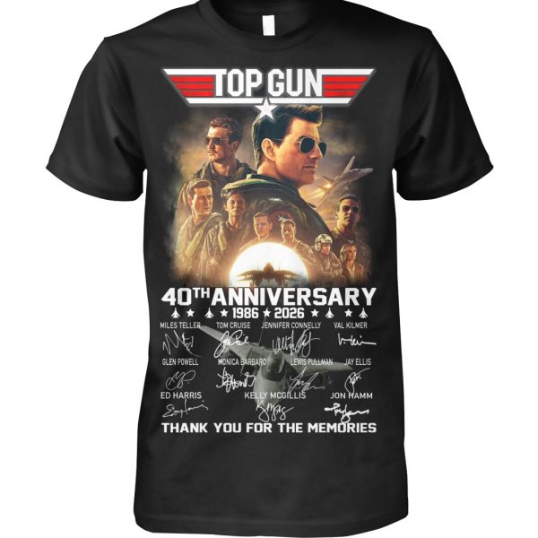 Top Gun 40th Anniversary 1986 – 2026 Thank You For The Memories T-Shirt