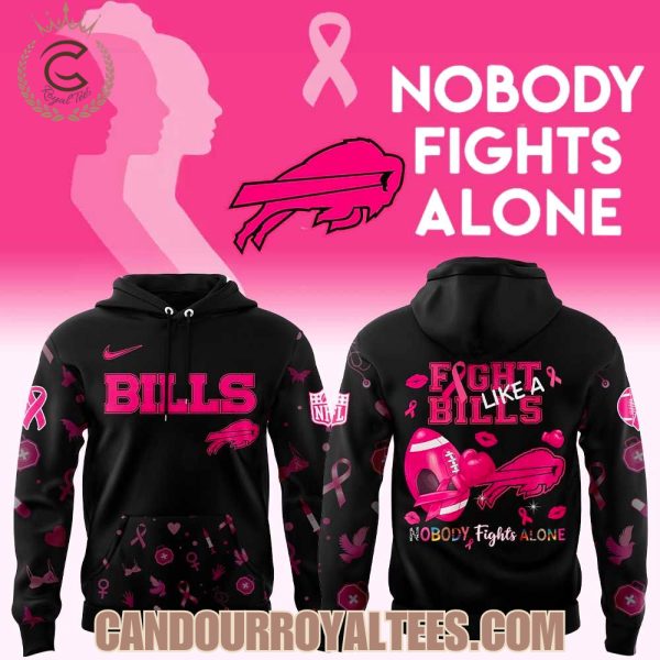 Buffalo Bills Nobody Fights Alone Breast Cancer Hoodie