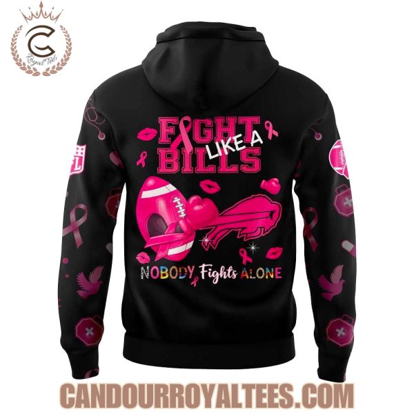 Buffalo Bills Nobody Fights Alone Breast Cancer Hoodie