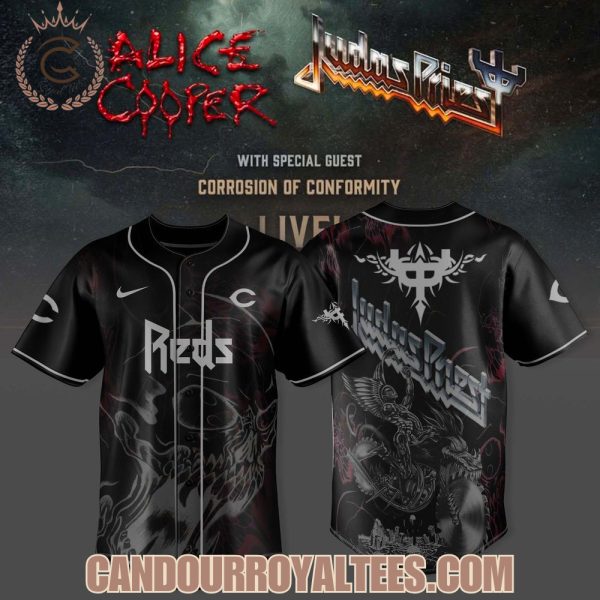 Cincinnati Reds x Alice Cooper & Judas Priest-North American Co-Headlining Tour 2025 Jersey