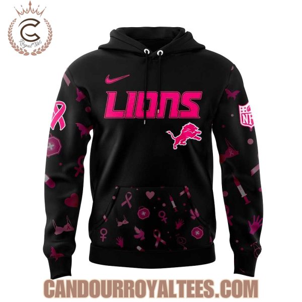 Detroit Lions Nobody Fights Alone Breast Cancer Hoodie