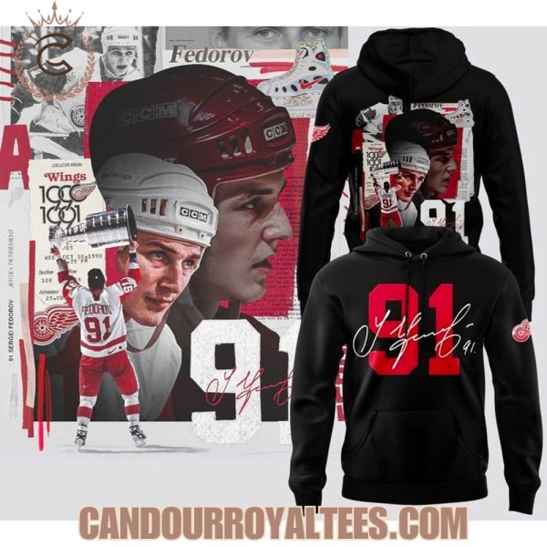 Detroit Red Wings 91 Sergei Fedorov Hoodie