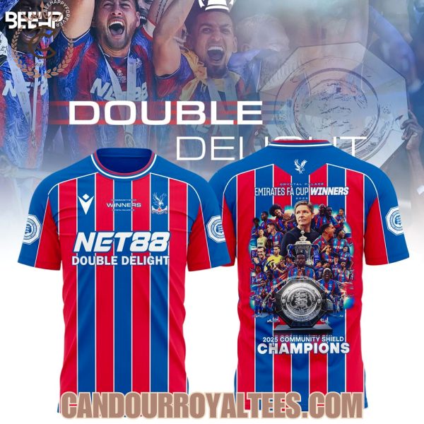 Double delight Crystal Palace 2025 Community Shield Champions Tshirt, Hoodie