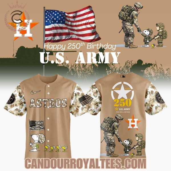 Houston Astros Peanuts Happy 250th U.S Army Jersey