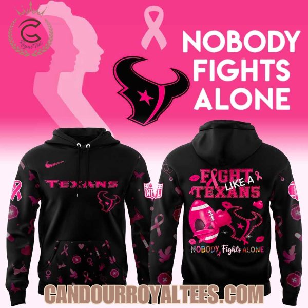 Houston Texans Nobody Fights Alone Breast Cancer Hoodie