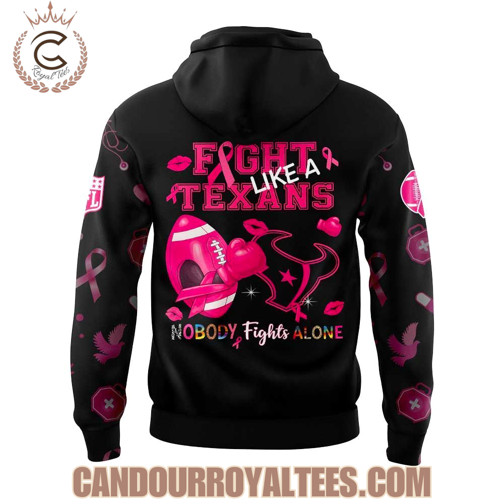 Houston Texans Nobody Fights Alone Breast Cancer Hoodie Houston Texans Nobody Fights Alone Breast Cancer Hoodie