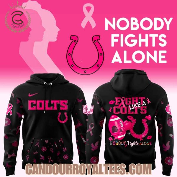 Indianapolis Colts Nobody Fights Alone Breast Cancer Hoodie