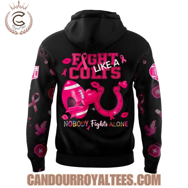 Indianapolis Colts Nobody Fights Alone Breast Cancer Hoodie