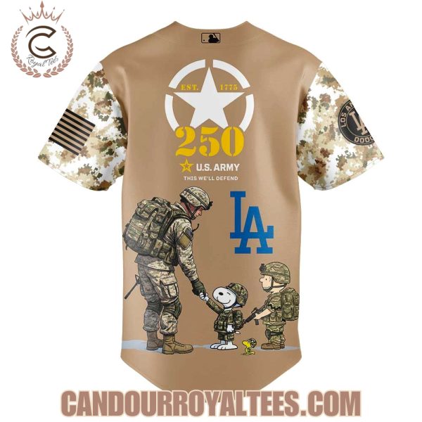 Los Angeles Dodgers Peanuts Happy 250th U.S Army Jersey