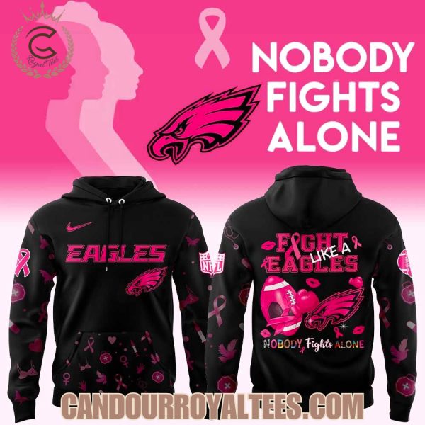 Philadelphia Eagles Nobody Fights Alone Breast Cancer Hoodie