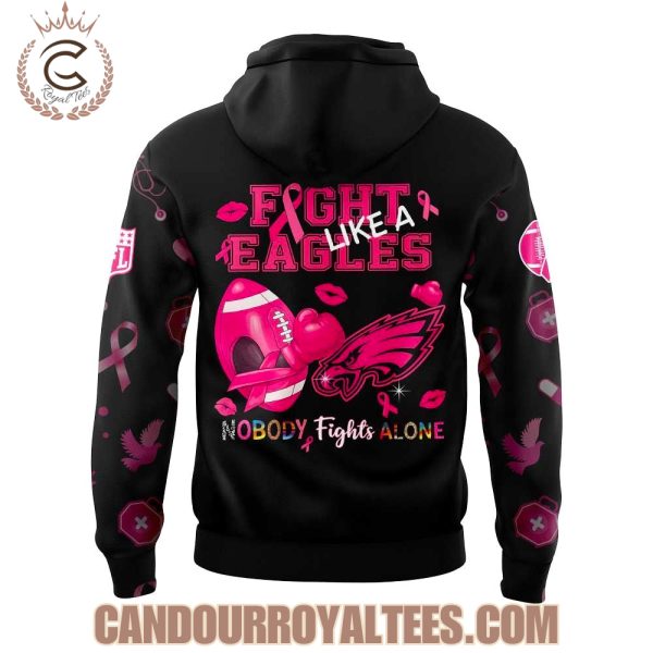Philadelphia Eagles Nobody Fights Alone Breast Cancer Hoodie