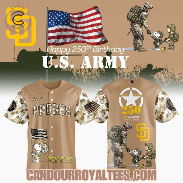 San Diego Padres Peanuts Happy 250th U.S Army Jersey