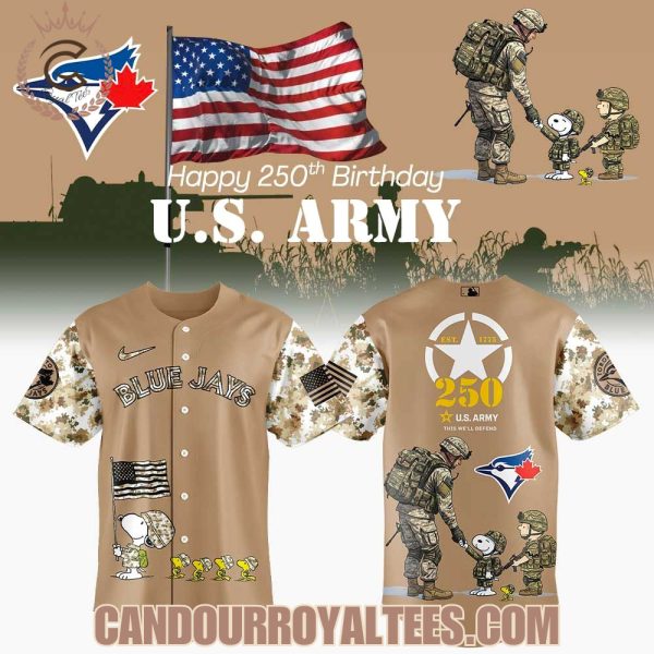 Toronto Blue Jays Peanuts Happy 250th U.S Army Jersey