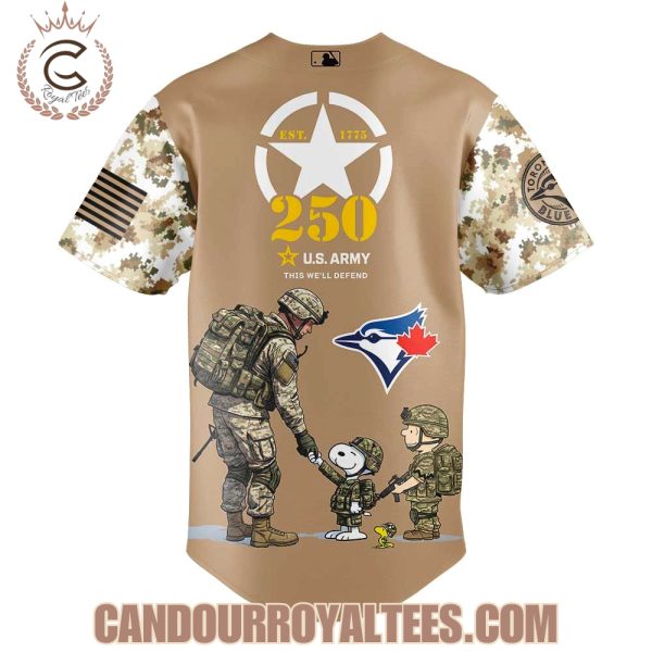 Toronto Blue Jays Peanuts Happy 250th U.S Army Jersey