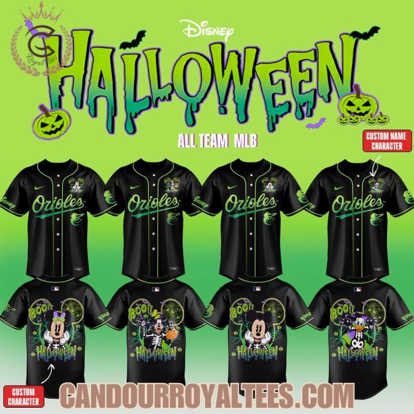 Baltimore Orioles Disney Halloween All Characters Baseball Jersey