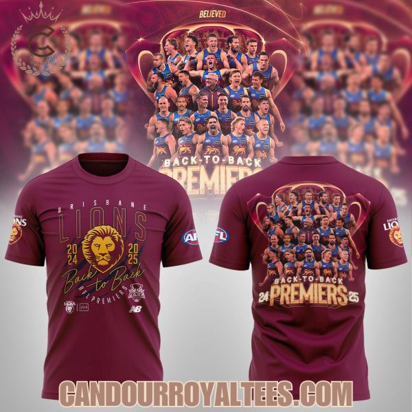 Brisbane Lions Back To Back AFL Premiers 2025 Tshirt, Hoodie
