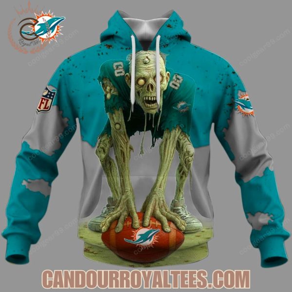 Miami Dolphins Zombie Halloween Design Hoodie