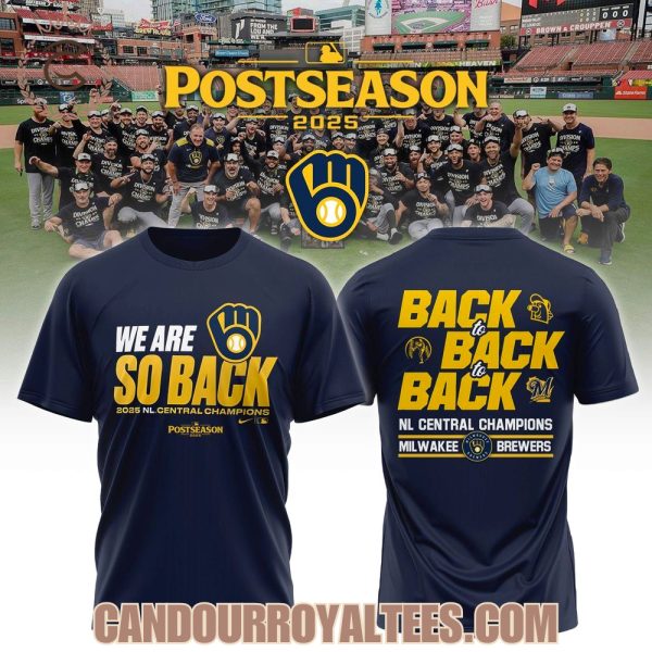 Milwaukee Brewers Back To Back To Back NL Central Division Champions T-Shirt