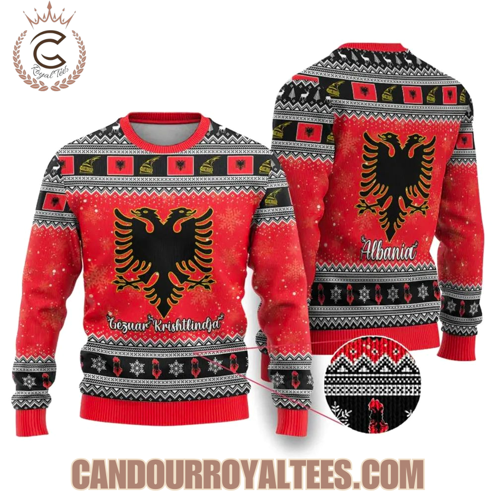 Albanian Eagle Gezuar Krishtlindja Ugly Christmas Sweater Albanian Eagle Gezuar Krishtlindja Ugly Christmas Sweater