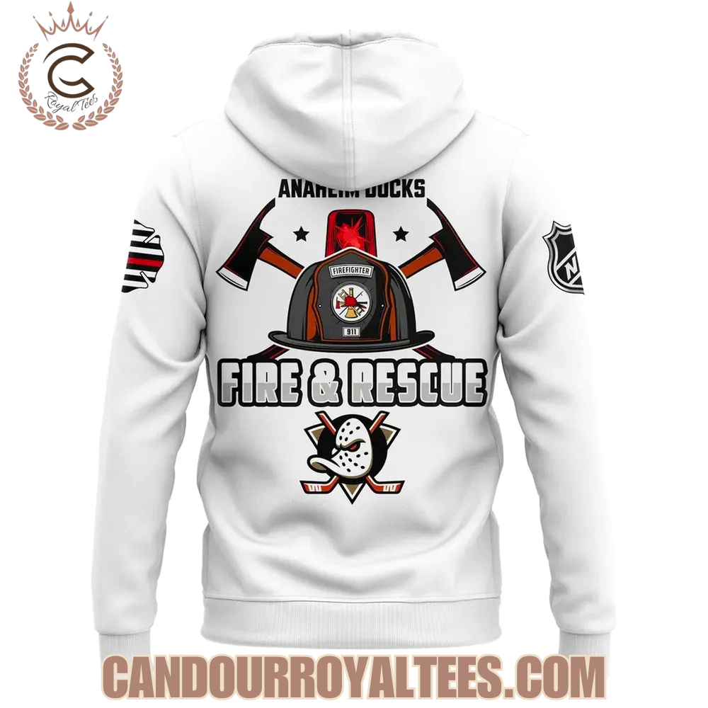 Anaheim Ducks 2025 Fire & Rescue Appreciation Night Hoodie Anaheim Ducks 2025 Fire & Rescue Appreciation Night Hoodie