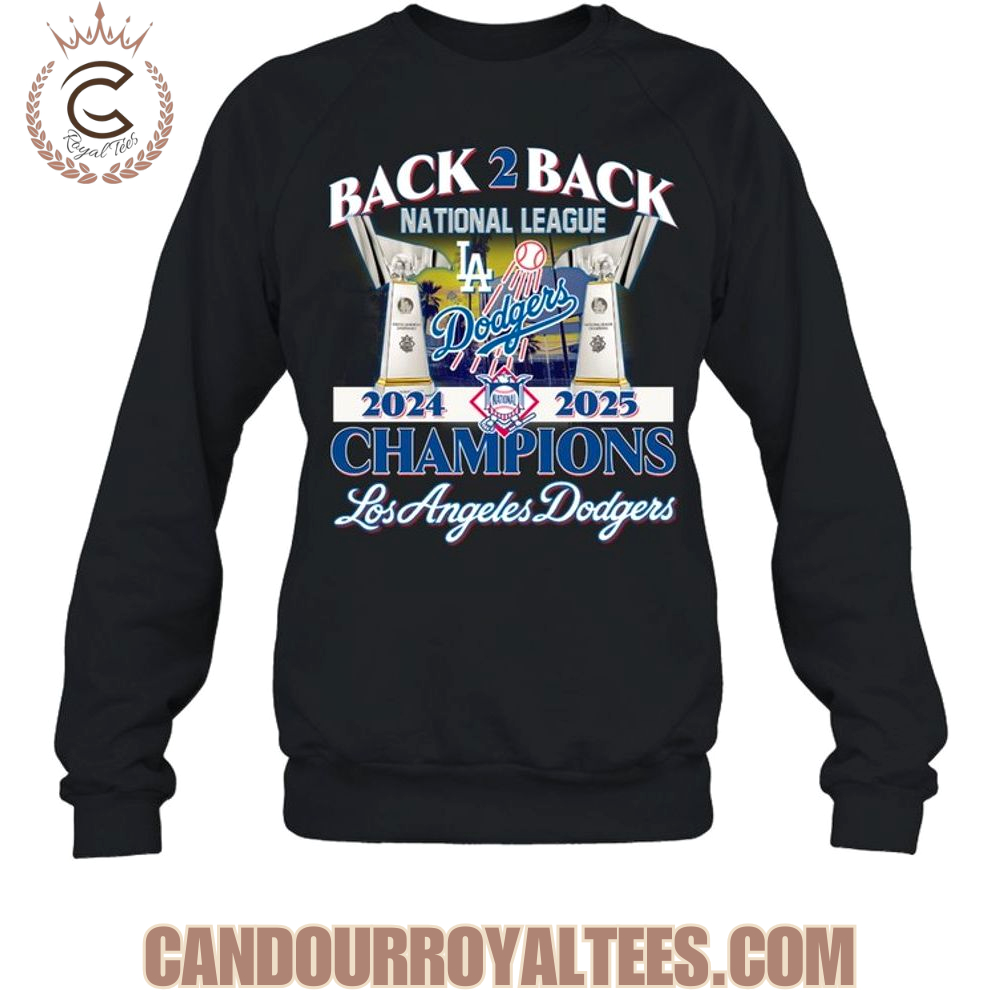 Back 2 Back National League 2024 2025 Champions Los Angeles Dodgers T-Shirt Back 2 Back National League 2024 2025 Champions Los Angeles Dodgers T-Shirt