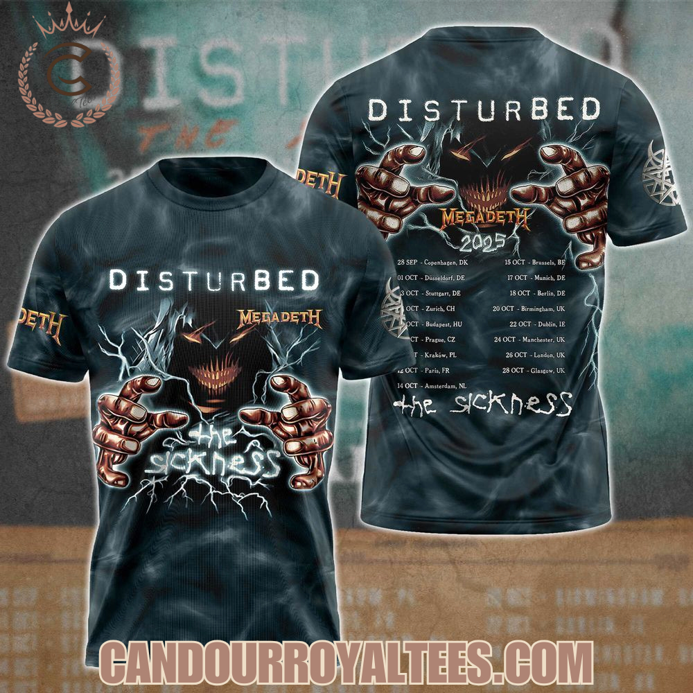 Disturbed x MEGADETH 2025 The Sickness Tshirt, Hoodie Disturbed x MEGADETH 2025 The Sickness Tshirt, Hoodie