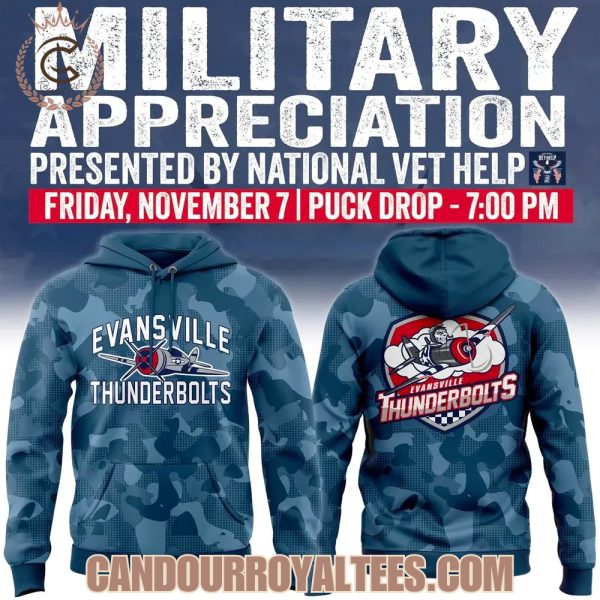 Evansville Thunderbolts Military Night Hoodie 2025