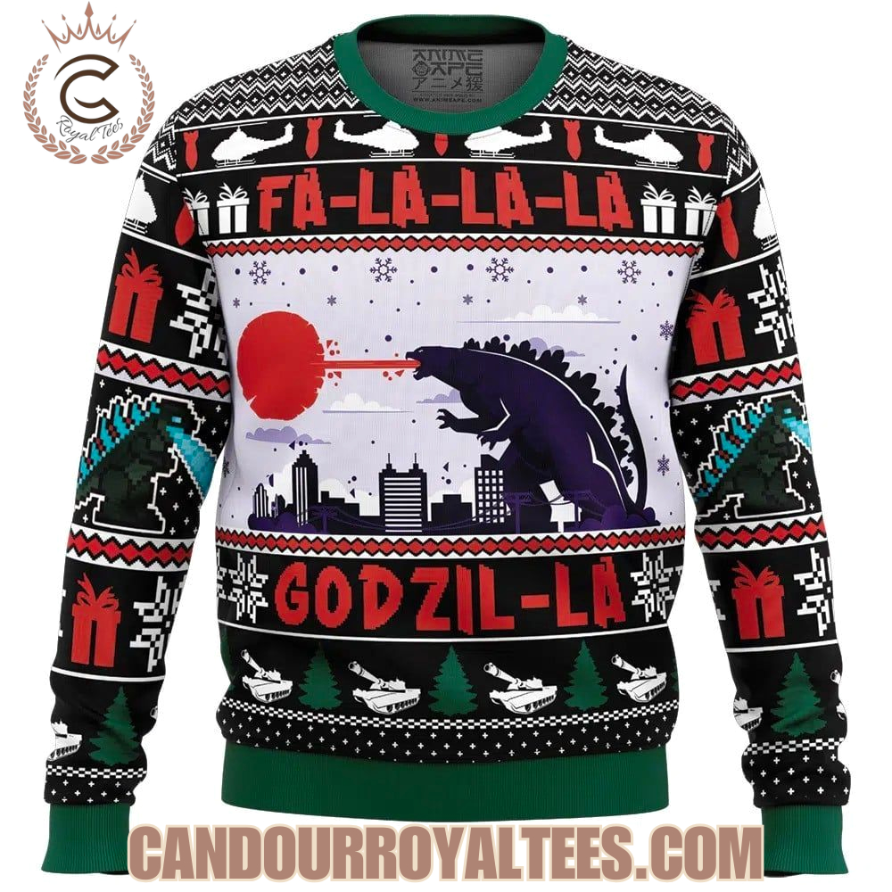 Falalala Godzil-la Christmas Sweater Falalala Godzil-la Christmas Sweater