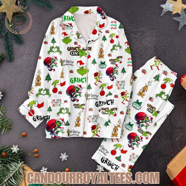 Grinch Christmas Button Pajamas Set Grinch Christmas Button Pajamas Set