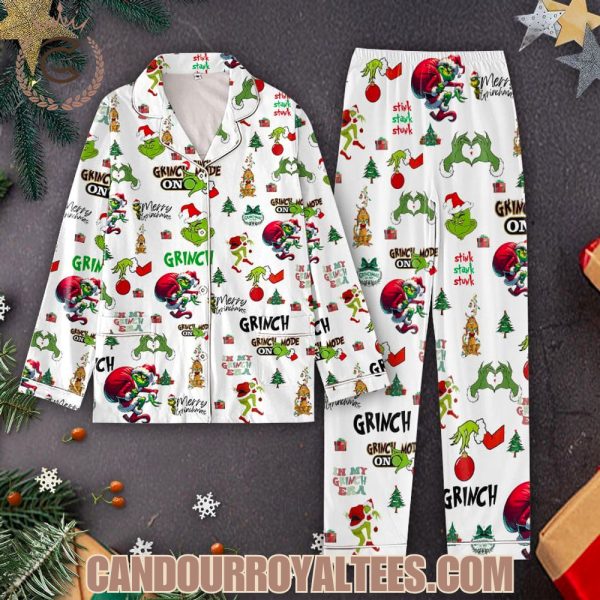 Grinch Christmas Button Pajamas Set