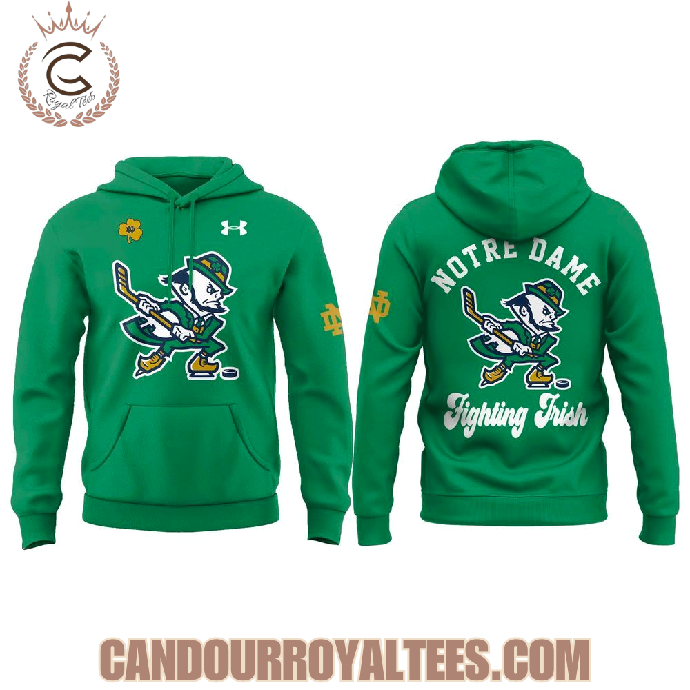 Notre Dame Hockey Team Leprechaun Green Hoodie Notre Dame Hockey Team Leprechaun Green Hoodie