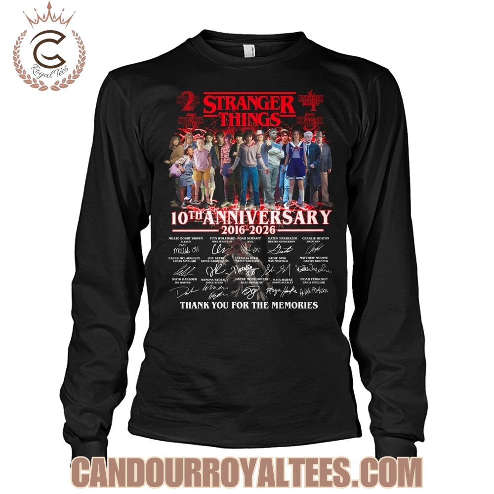 Stranger Things 10th Anniversary 2016-2026 Thank You For The Memories T-Shirt Stranger Things 10th Anniversary 2016-2026 Thank You For The Memories T-Shirt