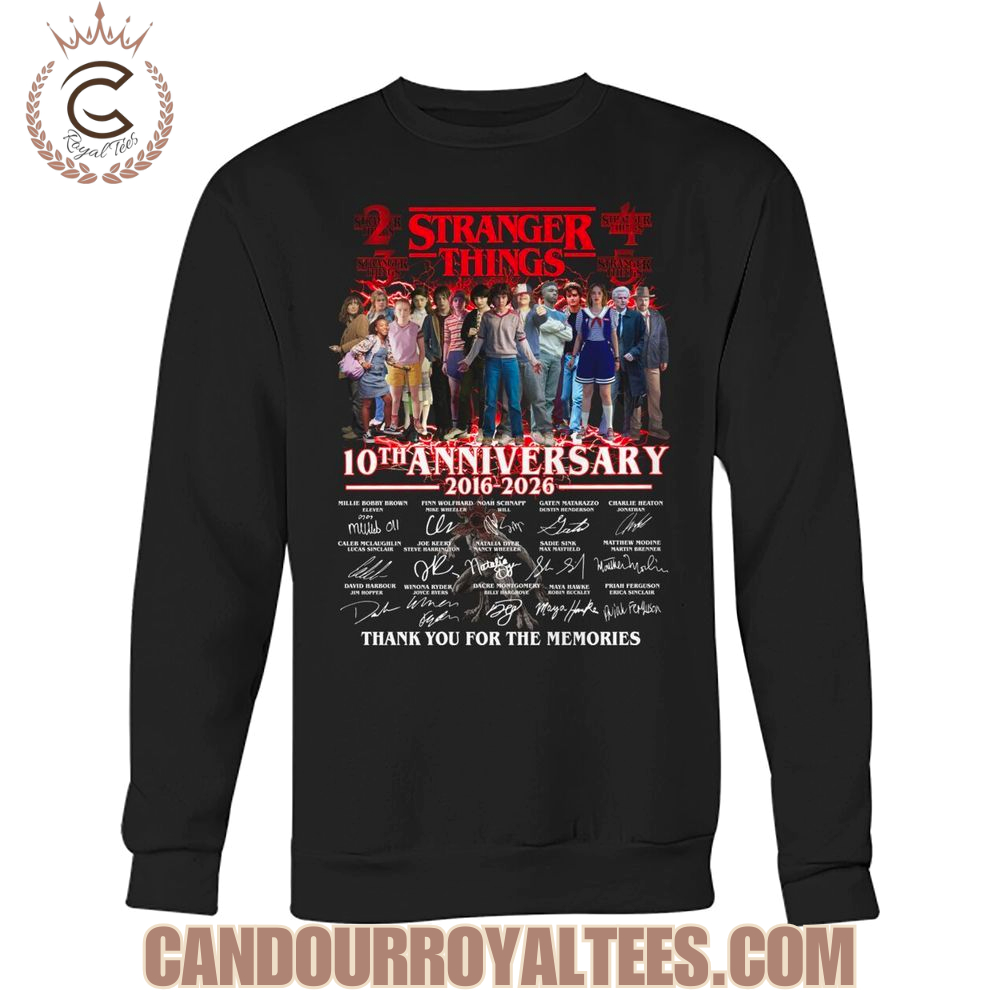 Stranger Things 10th Anniversary 2016-2026 Thank You For The Memories T-Shirt Stranger Things 10th Anniversary 2016-2026 Thank You For The Memories T-Shirt