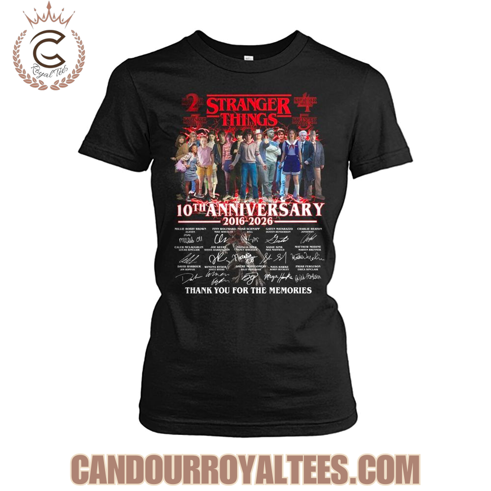 Stranger Things 10th Anniversary 2016-2026 Thank You For The Memories T-Shirt Stranger Things 10th Anniversary 2016-2026 Thank You For The Memories T-Shirt