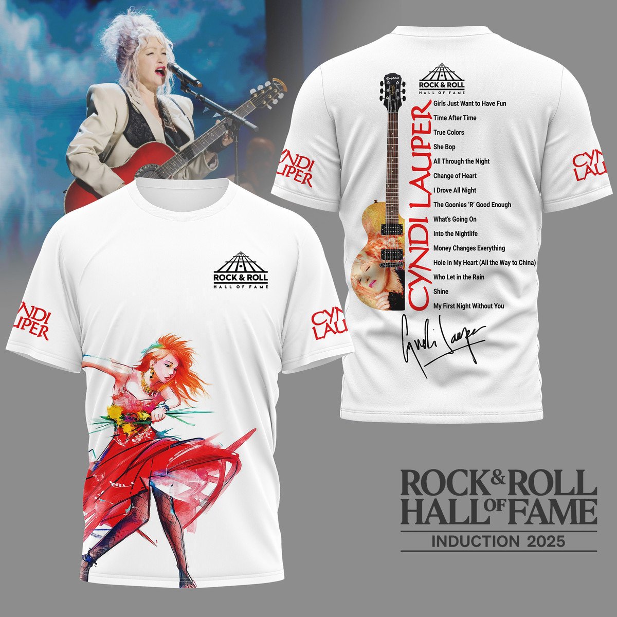 Cyndi Lauper 2025 Rock & Roll Hall of Fame T-Shirt Cyndi Lauper 2025 Rock & Roll Hall of Fame T-Shirt