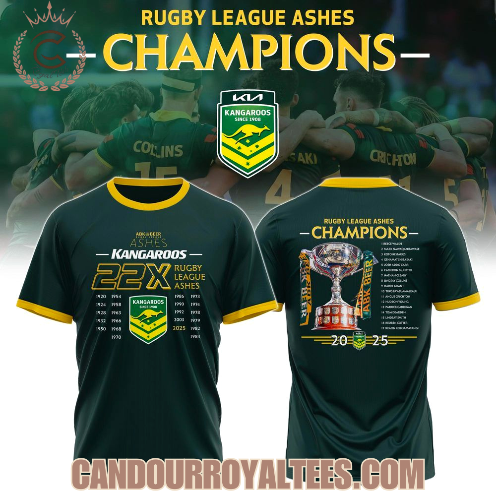 Australian Kangaroos Rugby League Ashes Champions 2025 T-Shirt Australian Kangaroos Rugby League Ashes Champions 2025 T-Shirt