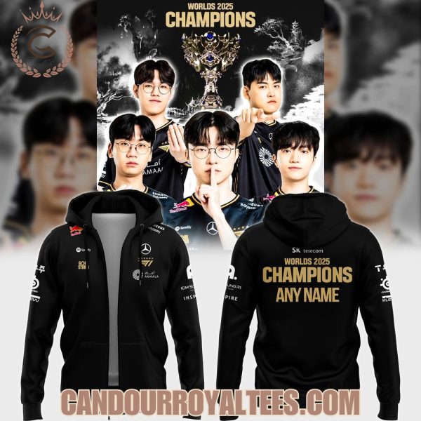 Back To Back To Back World Champions 2025 T1 Worlds Uniform Zip Hoodie