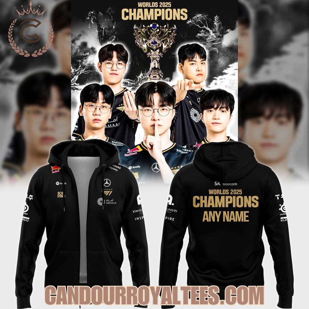 Back To Back To Back World Champions 2025 T1 Worlds Uniform Zip Hoodie Back To Back To Back World Champions 2025 T1 Worlds Uniform Zip Hoodie