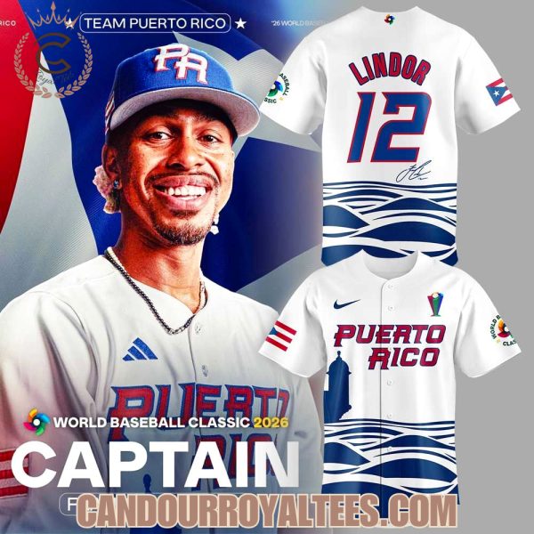 Captain Francisco Lindor Team Puerto Rico 2026 World Baseball Classic Jersey