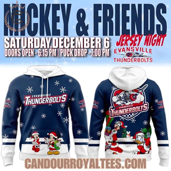 Evansville Thunderbolts x Mickey Merry Christmas 2025 Hoodie