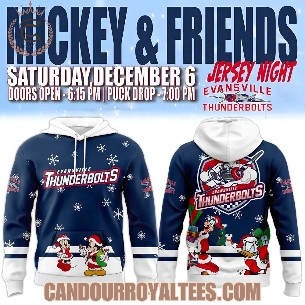 Evansville Thunderbolts x Mickey Merry Christmas 2025 Hoodie Evansville Thunderbolts x Mickey Merry Christmas 2025 Hoodie