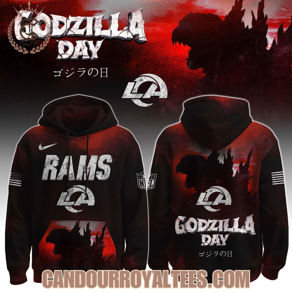 Los Angeles Rams x Happy Godzilla Day Hoodie Los Angeles Rams x Happy Godzilla Day Hoodie